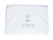 Badcape ik hou van papa wit/grijs